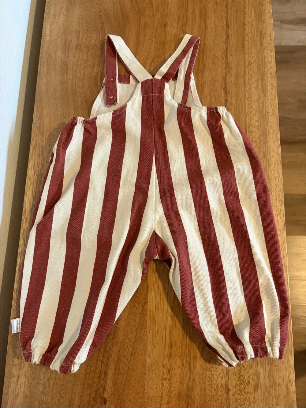 Minioli Striped Red and Cream Kids Overalls 18 months
